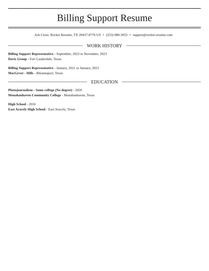 billing support representative healthcare resume elegant template 2 ele