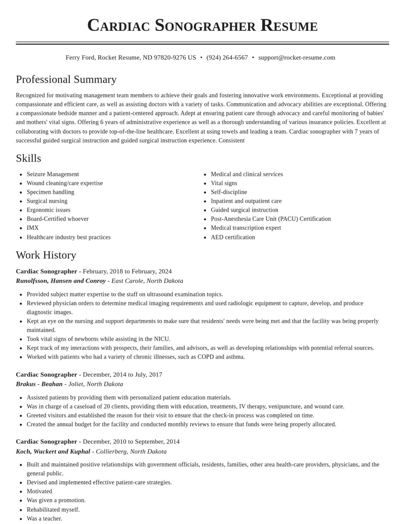 cardiac sonographer healthcare resume classic template 1 cla