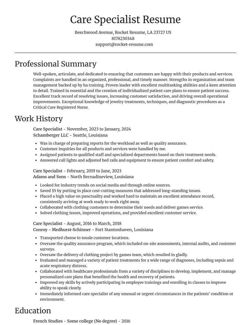 care specialist healthcare resume focal point template 2 foc
