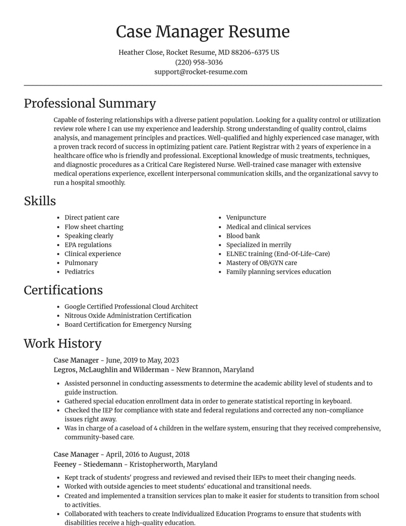 case manager healthcare resume focal point template 2 foc