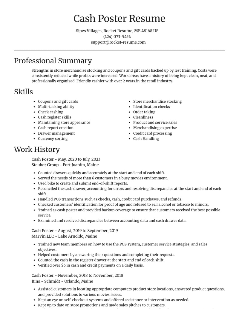 cash poster healthcare resume focal point template 2 foc