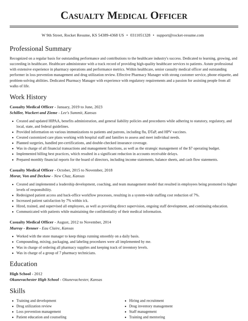 casualty medical officer healthcare resume classic template 1 cla
