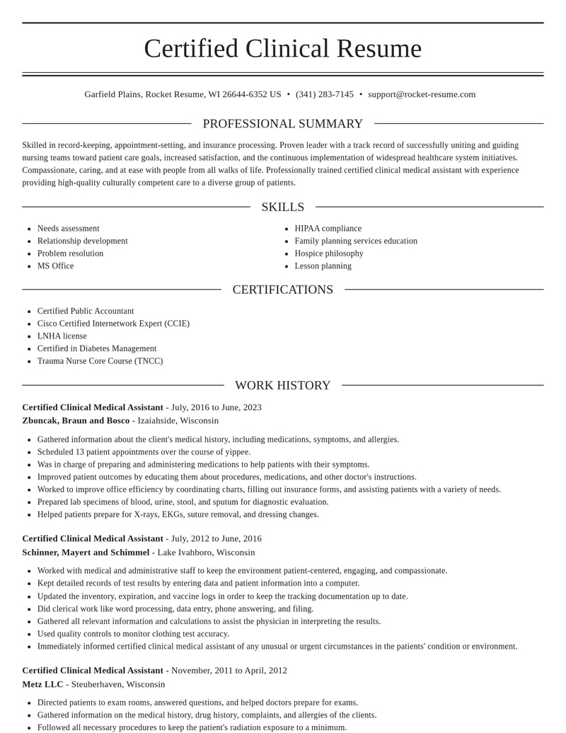certified clinical medical assistant healthcare resume elegant template 1 ele