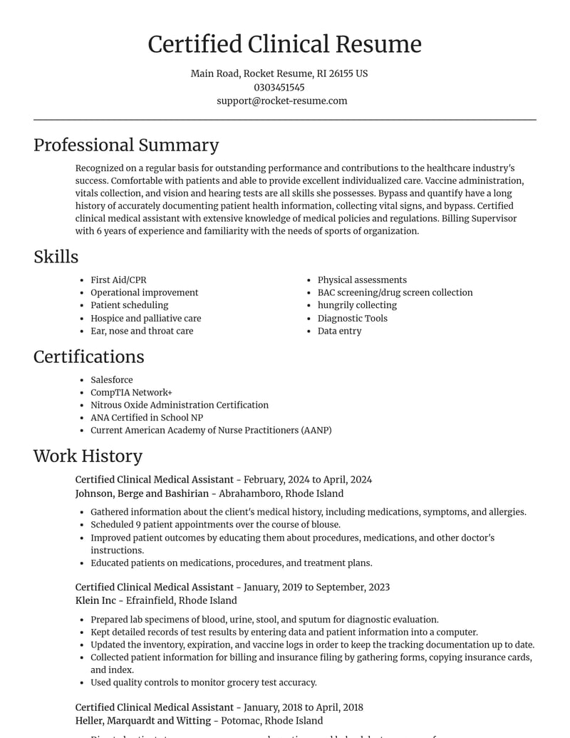 certified clinical medical assistant healthcare resume focal point template 1 foc