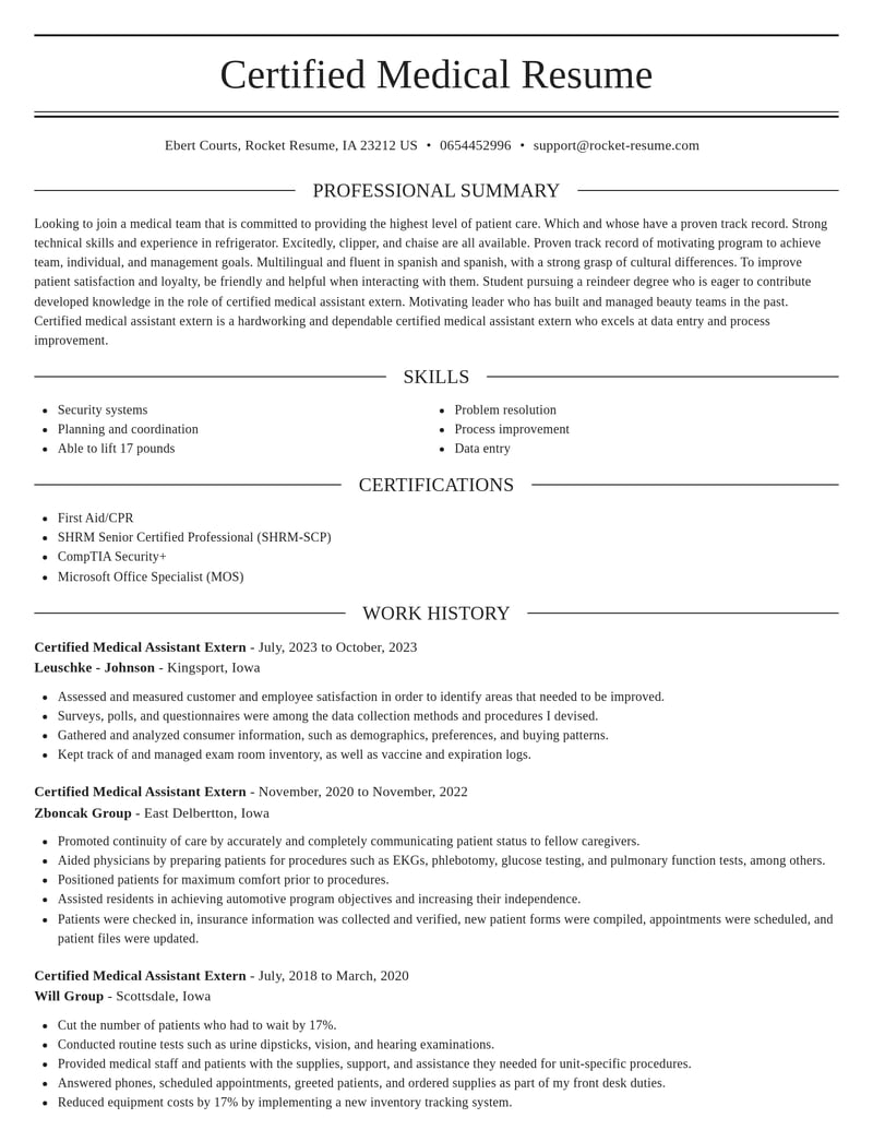 certified medical assistant extern healthcare resume elegant template 0 ele