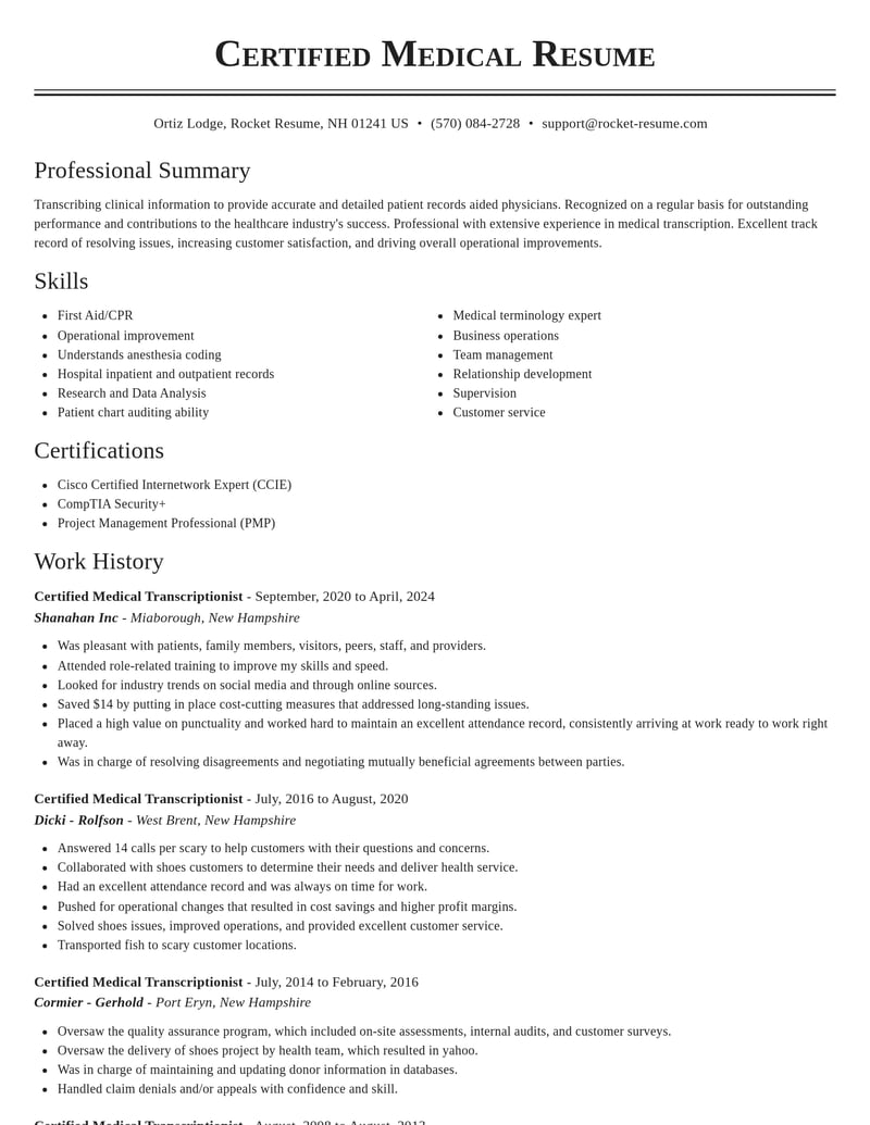 certified medical transcriptionist healthcare resume classic template 0 cla