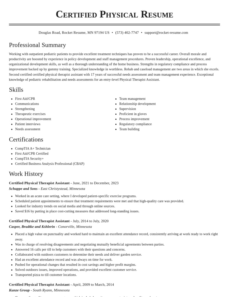 certified physical therapist assistant healthcare resume classic template 0 cla