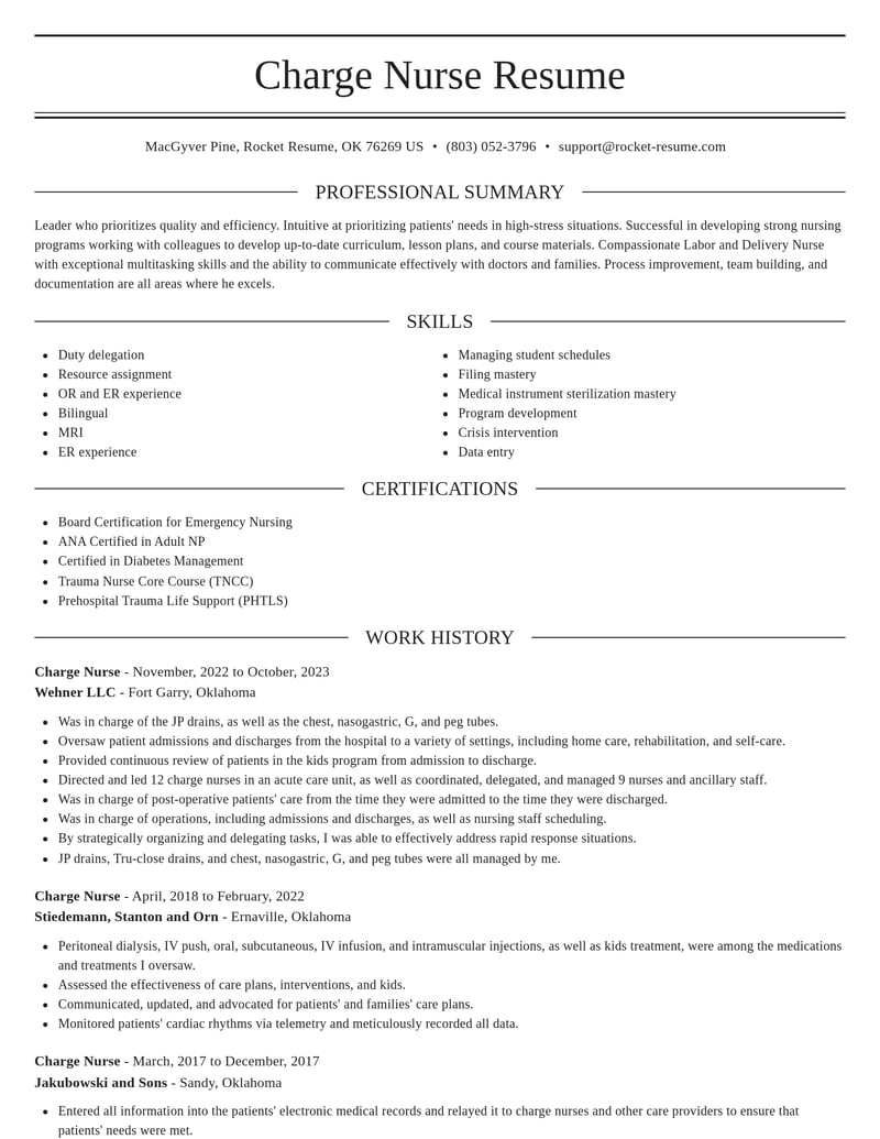 charge nurse healthcare resume elegant template 2 ele