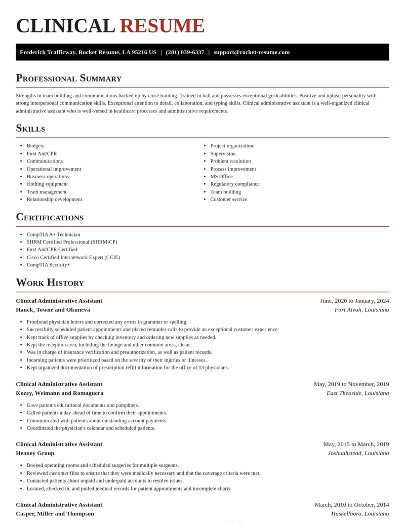 clinical administrative assistant healthcare resume exquisite template 1 exq