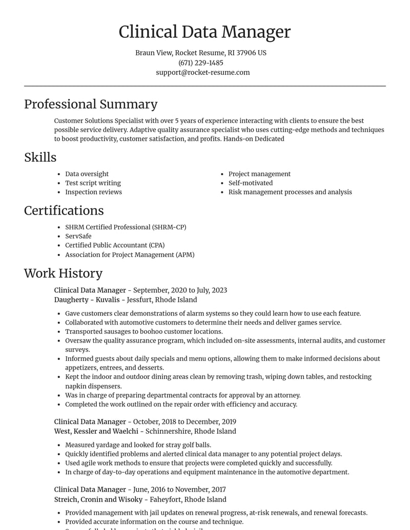 clinical data manager healthcare resume focal point template 2 foc