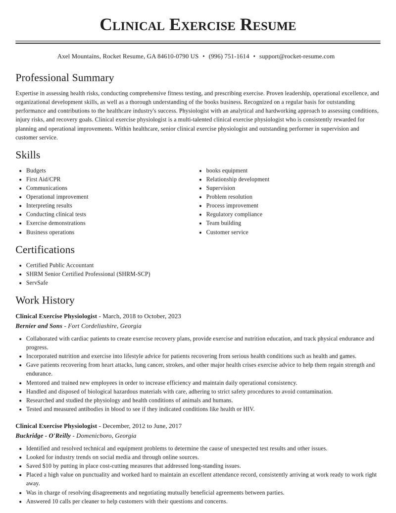 clinical exercise physiologist healthcare resume classic template 2 cla