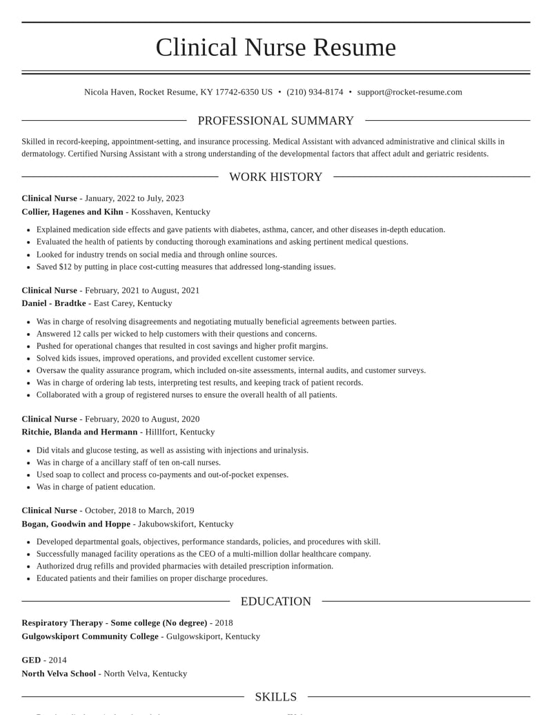 clinical nurse healthcare resume elegant template 1 ele