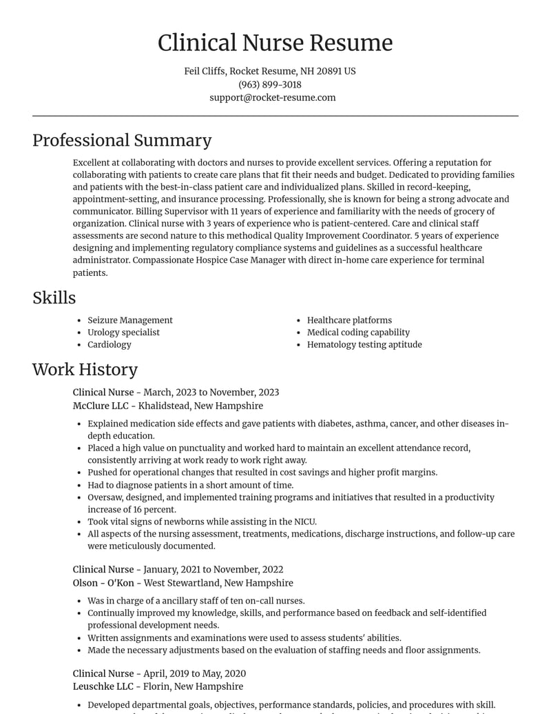 clinical nurse healthcare resume focal point template 2 foc
