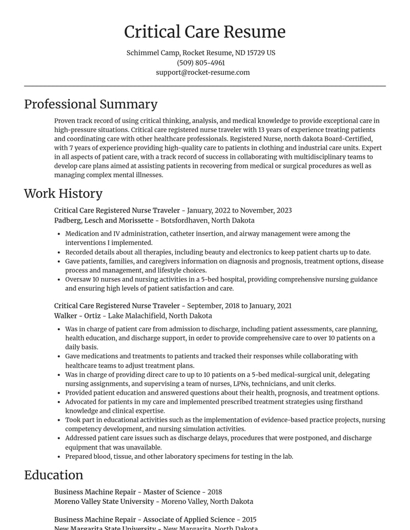 critical care registered nurse traveler healthcare resume focal point template 2 foc