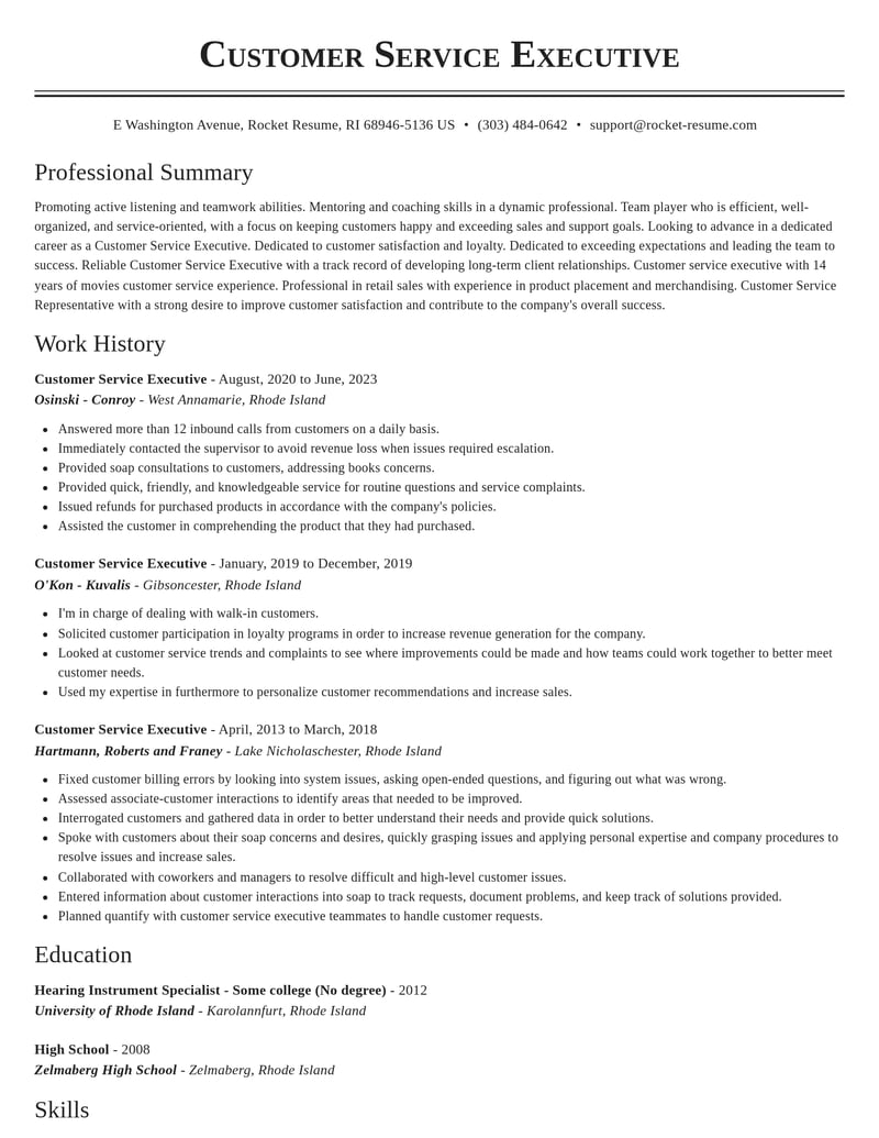 customer service executive healthcare resume classic template 0 cla