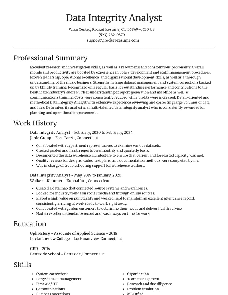 data integrity analyst healthcare resume focal point template 0 foc