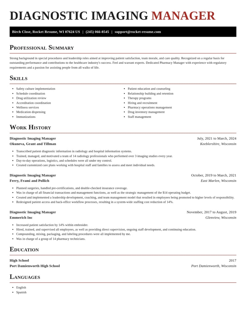 diagnostic imaging manager healthcare resume exquisite template 1 exq