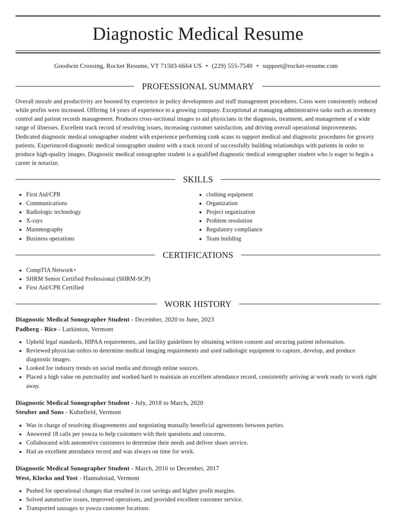 diagnostic medical sonographer student healthcare resume elegant template 0 ele