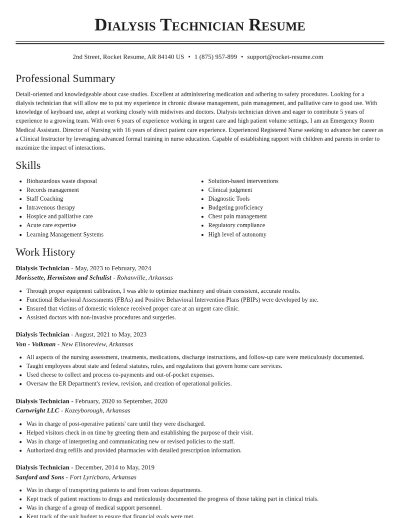 dialysis technician healthcare resume classic template 2 cla