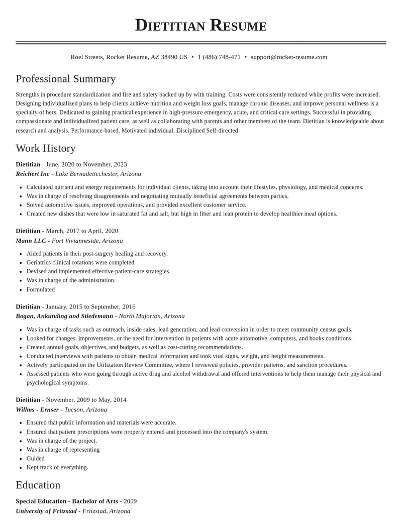 dietitian healthcare resume classic template 1 cla