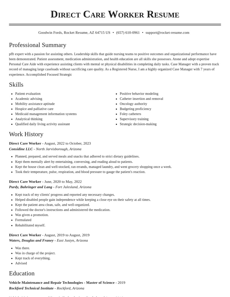 direct care worker healthcare resume classic template 1 cla