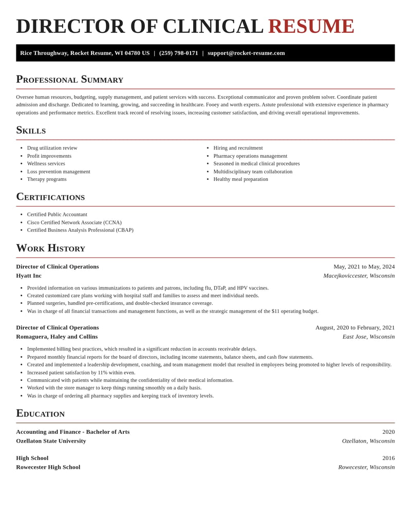 director of clinical operations healthcare resume exquisite template 0 exq