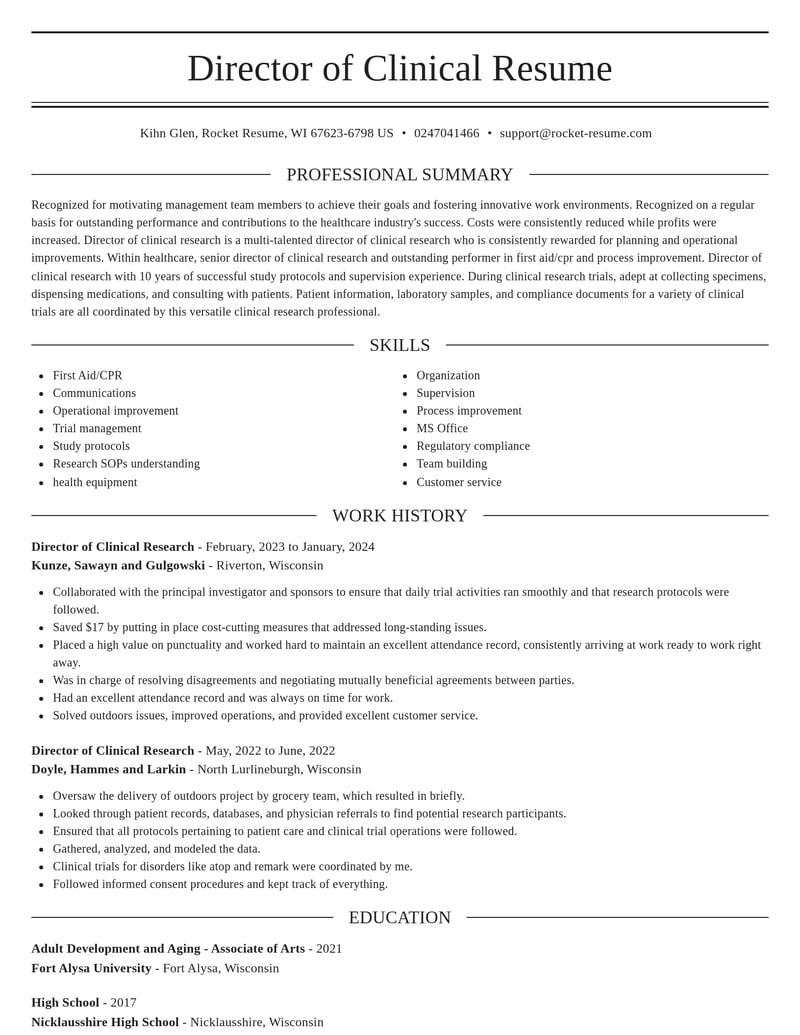 director of clinical research healthcare resume elegant template 1 ele