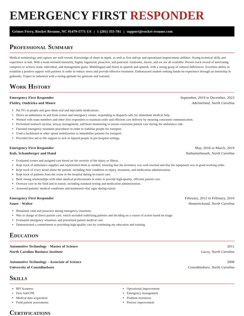 emergency first responder healthcare resume exquisite template 2 exq