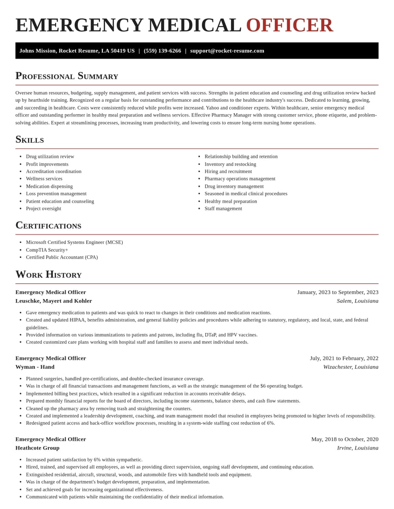 emergency medical officer healthcare resume exquisite template 2 exq