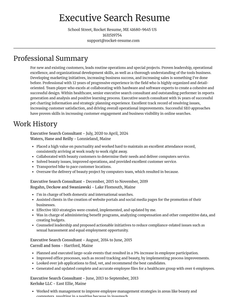 executive search consultant healthcare resume focal point template 2 foc