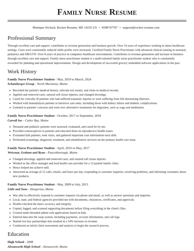 family nurse practitioner student healthcare resume classic template 0 cla