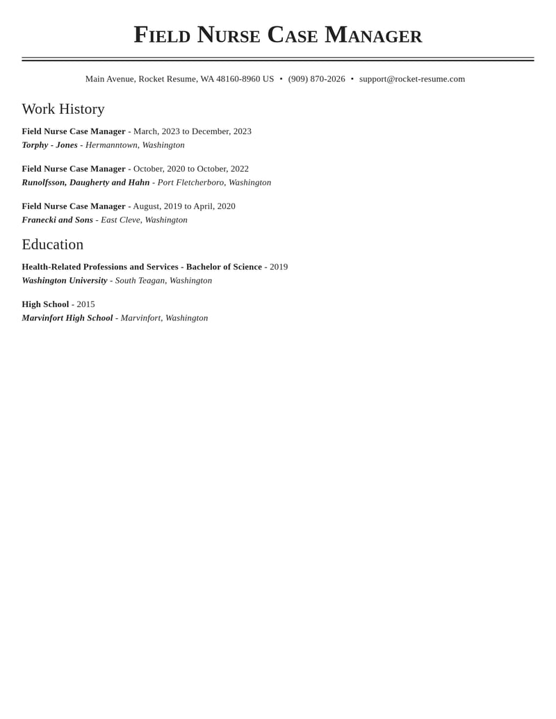 field nurse case manager healthcare resume classic template 0 cla
