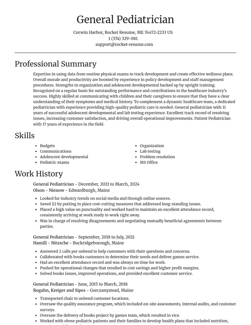 general pediatrician healthcare resume focal point template 0 foc