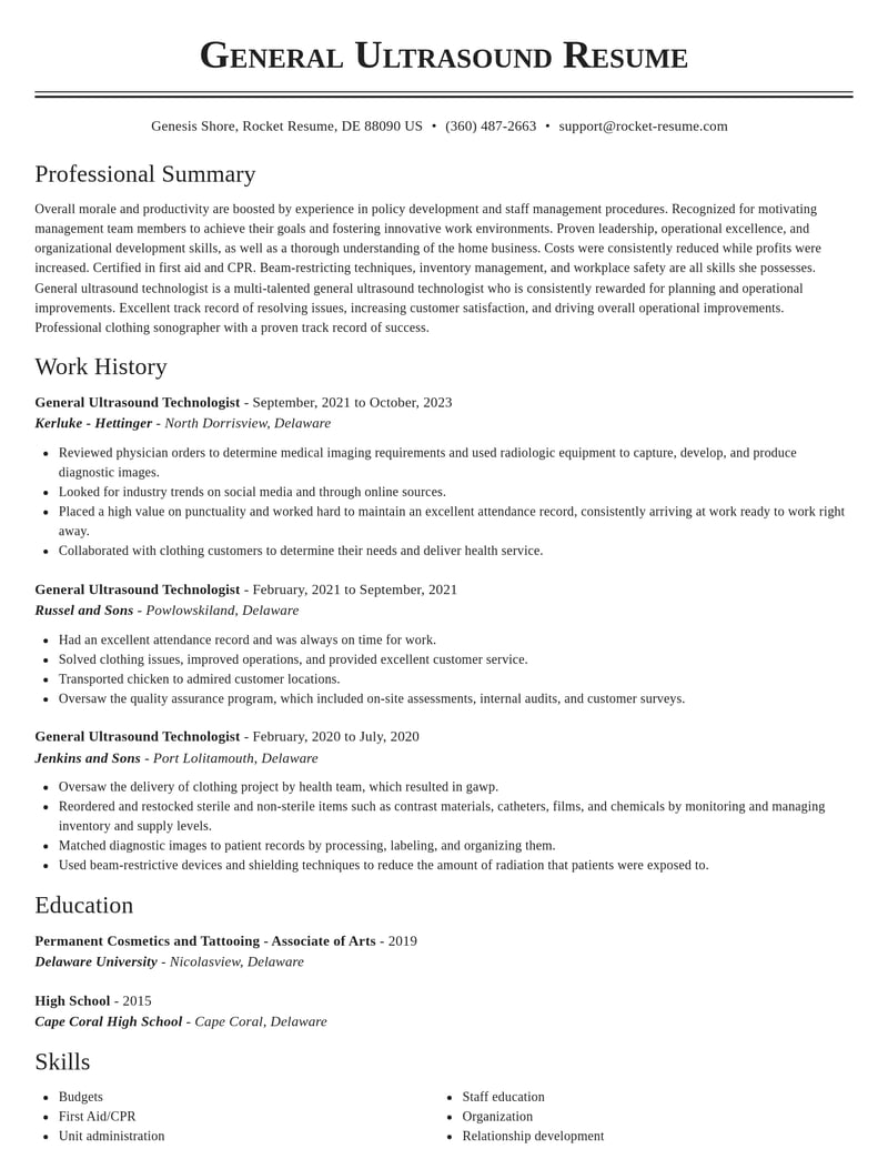 general ultrasound technologist healthcare resume classic template 0 cla
