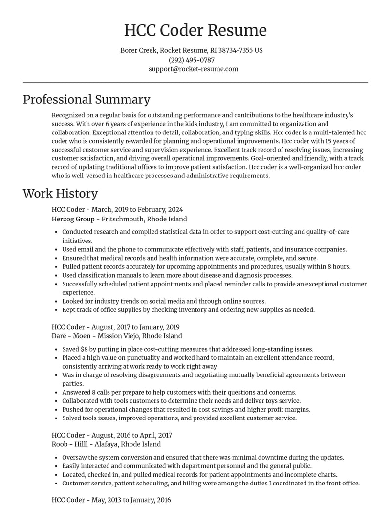 hcc coder healthcare resume focal point template 1 foc