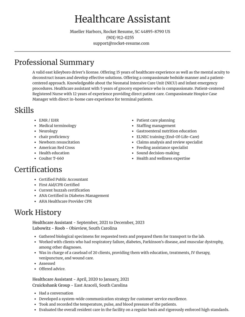 healthcare assistant healthcare resume focal point template 1 foc
