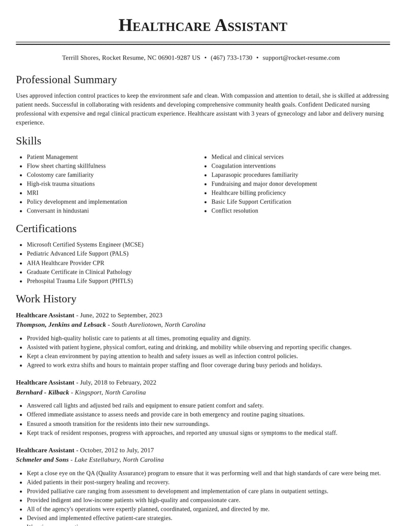 healthcare assistant healthcare resume classic template 2 cla