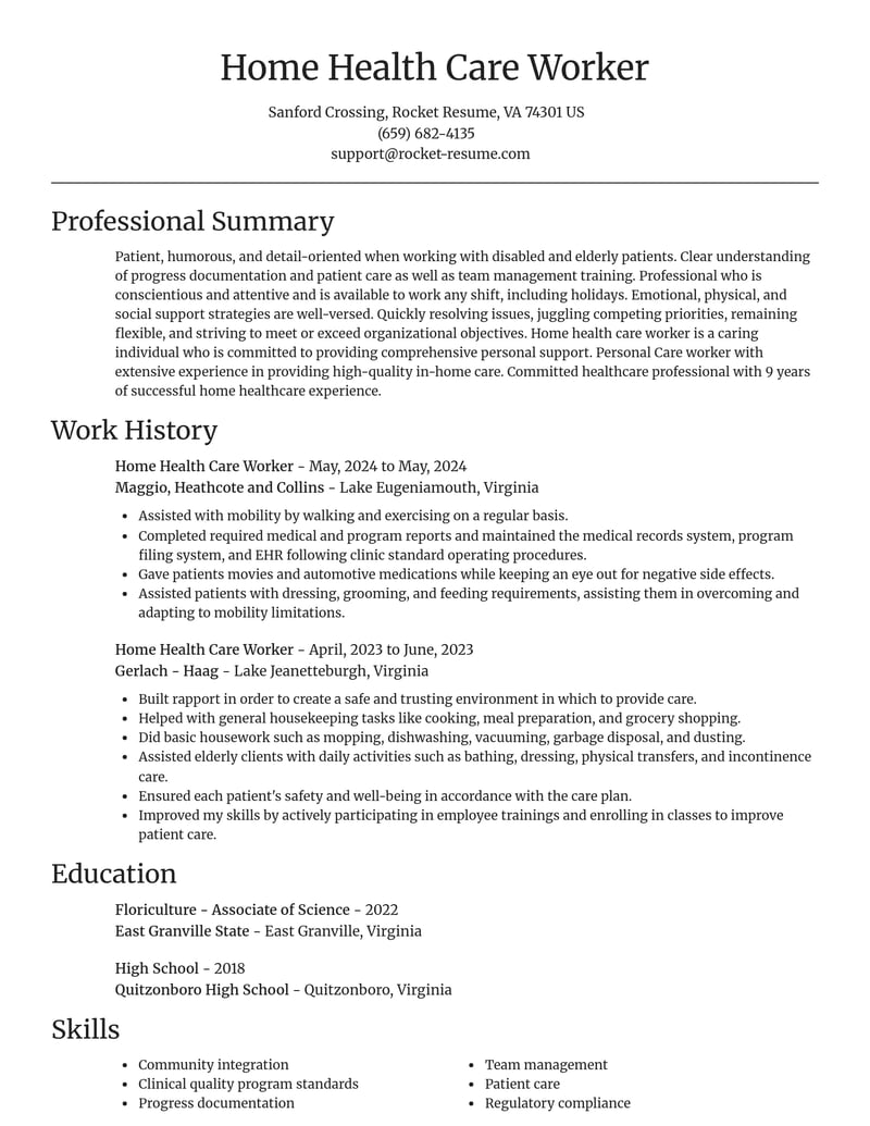 home health care worker healthcare resume focal point template 2 foc