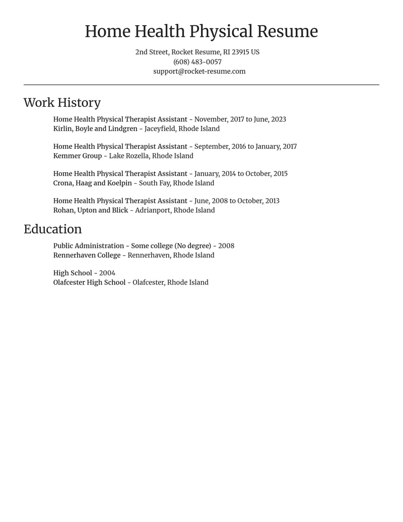 home health physical therapist assistant healthcare resume focal point template 0 foc