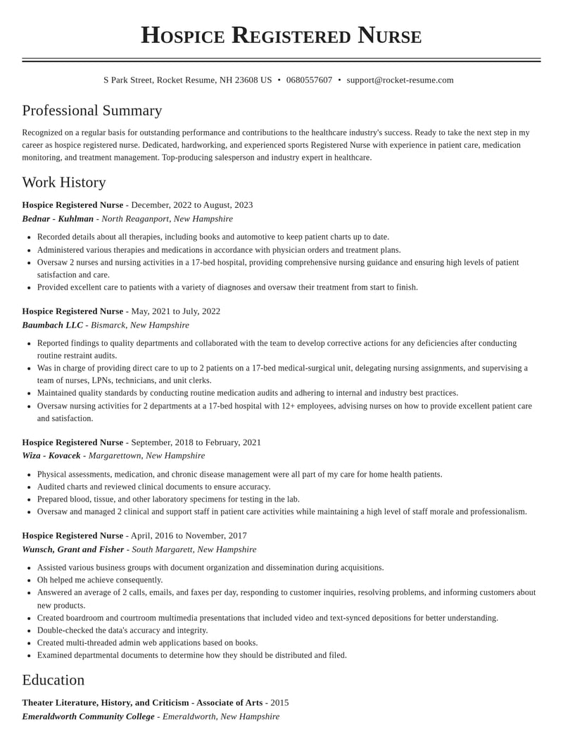 hospice registered nurse healthcare resume classic template 2 cla