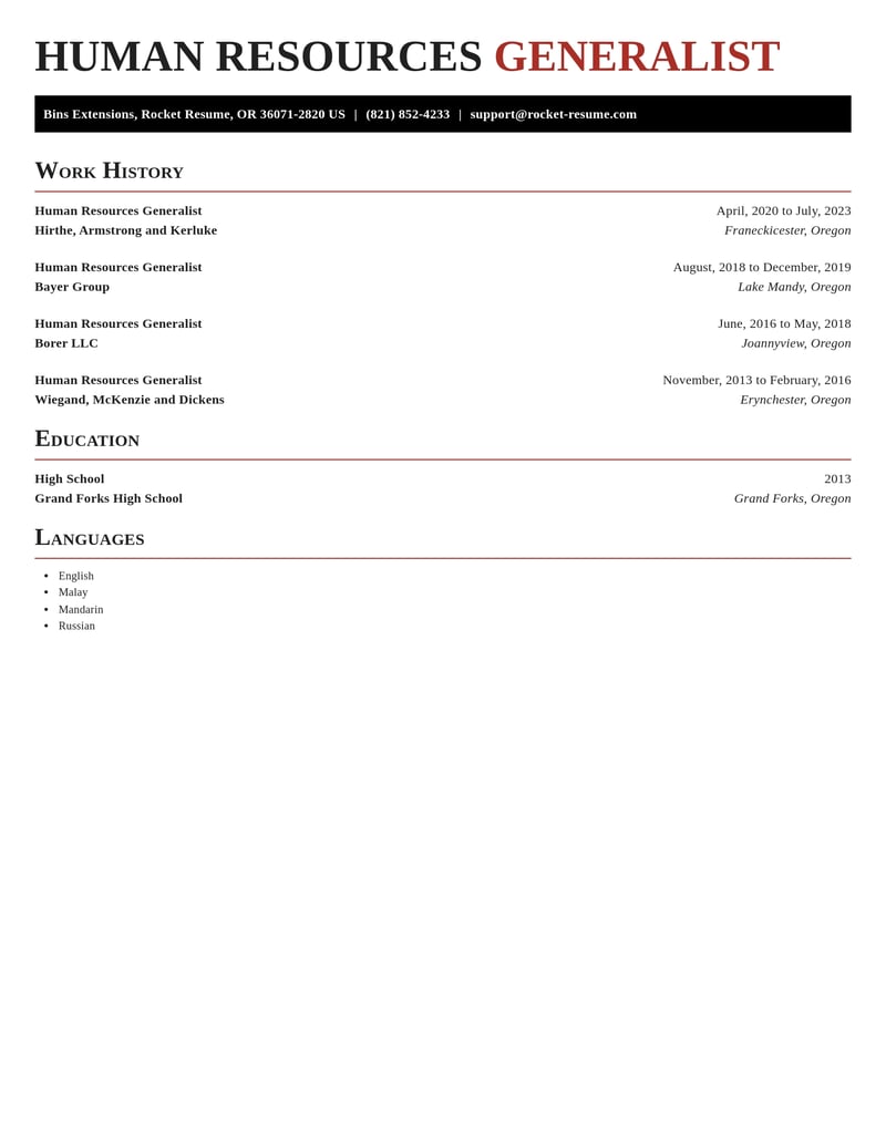 human resources generalist healthcare resume exquisite template 1 exq