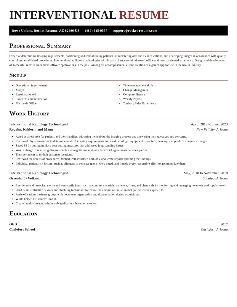 interventional radiology technologist healthcare resume exquisite template 2 exq