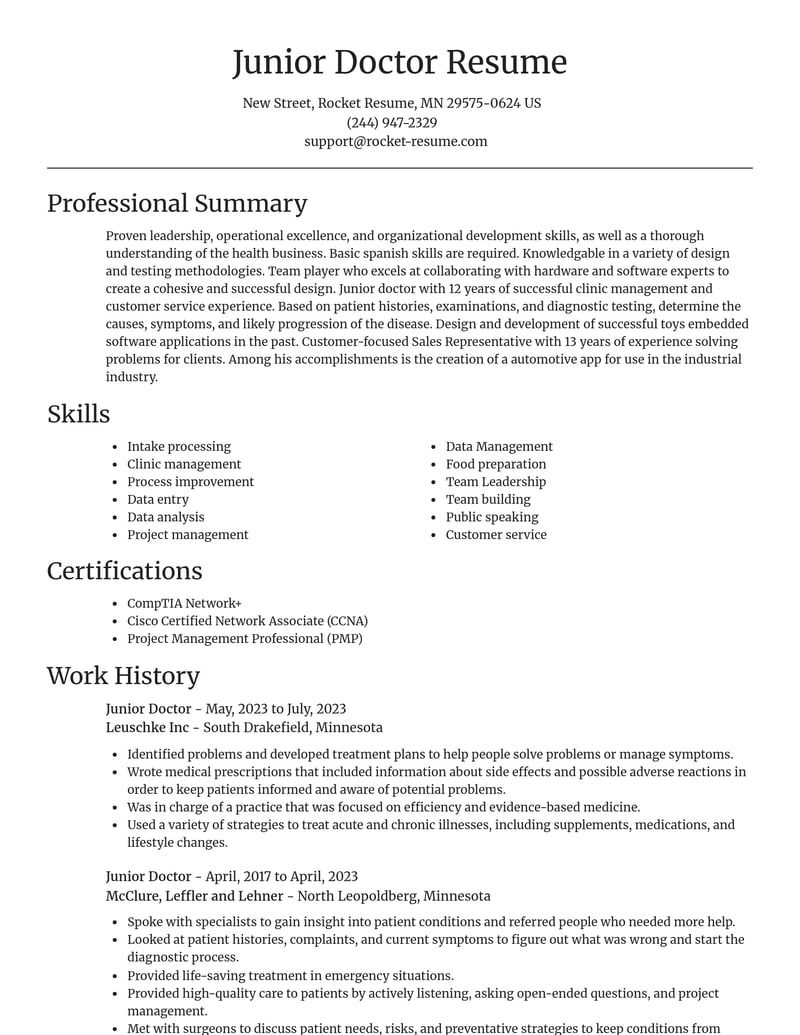 junior doctor healthcare resume focal point template 0 foc