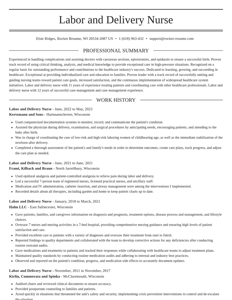 labor and delivery nurse healthcare resume elegant template 2 ele