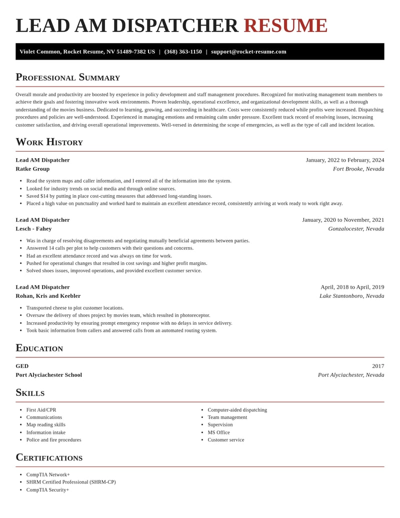 lead am dispatcher healthcare resume exquisite template 2 exq
