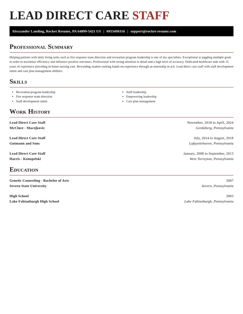 lead direct care staff healthcare resume exquisite template 1 exq