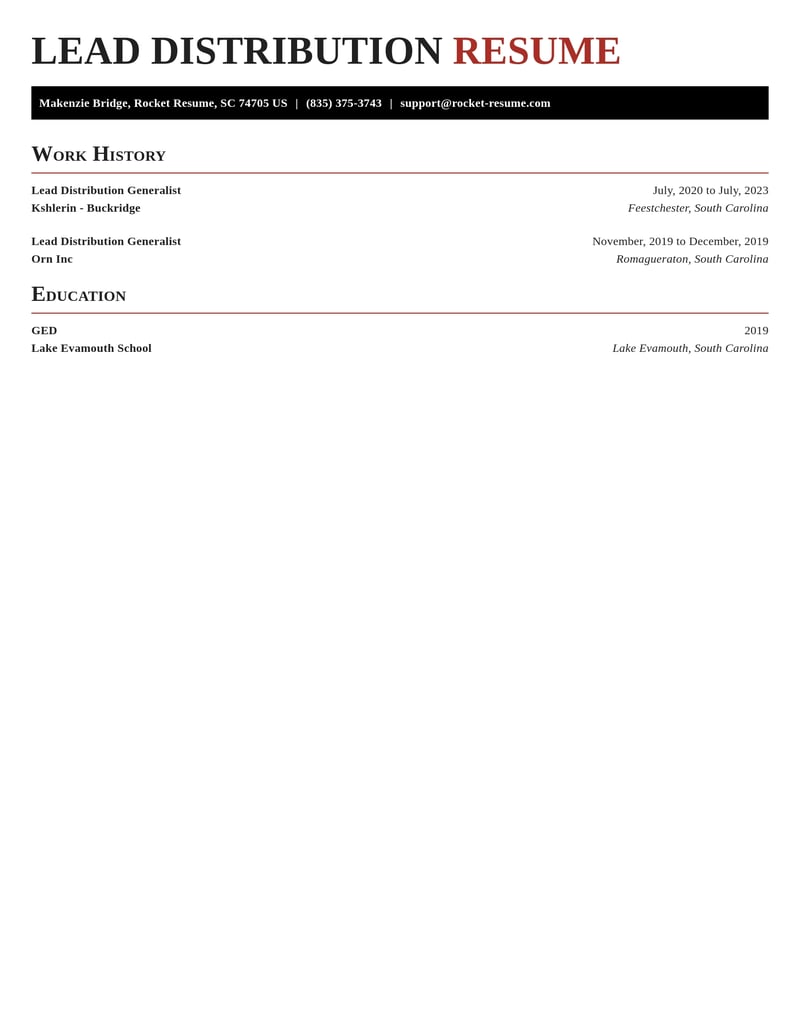 lead distribution generalist healthcare resume exquisite template 0 exq