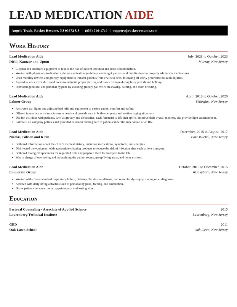 lead medication aide healthcare resume exquisite template 2 exq