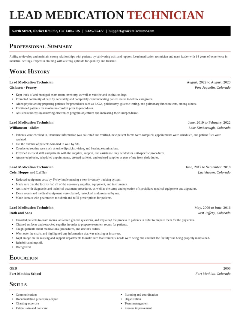 lead medication technician healthcare resume exquisite template 2 exq