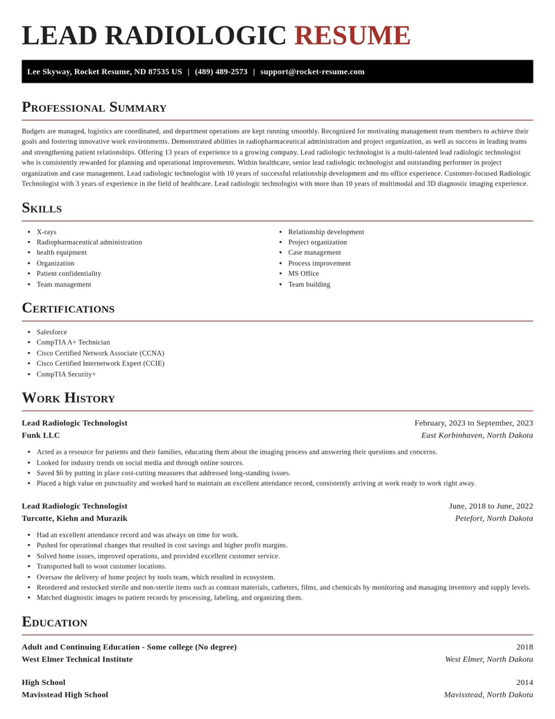 lead radiologic technologist healthcare resume exquisite template 2 exq